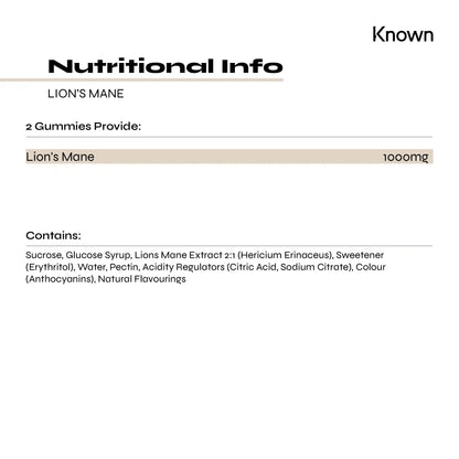 Known Nutrition Mentally Fit Known Nutrition Lion’s Mane Mushroom Gummies | 60 Gummies