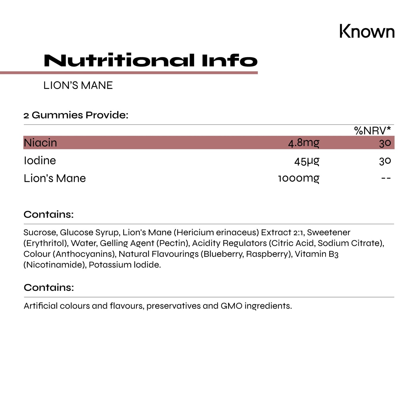 Known Nutrition Mentally Fit Known Nutrition Lion's Mane Plus Vegan Gummies