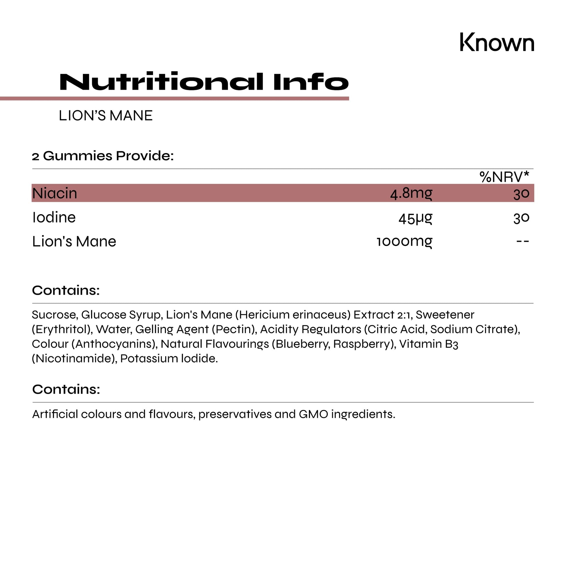 Known Nutrition Mentally Fit Known Nutrition Lion's Mane Plus Vegan Gummies