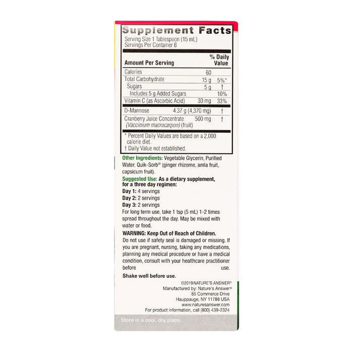 Natures Answer UTI Ans D-Mannose & Cranberry | 120ml