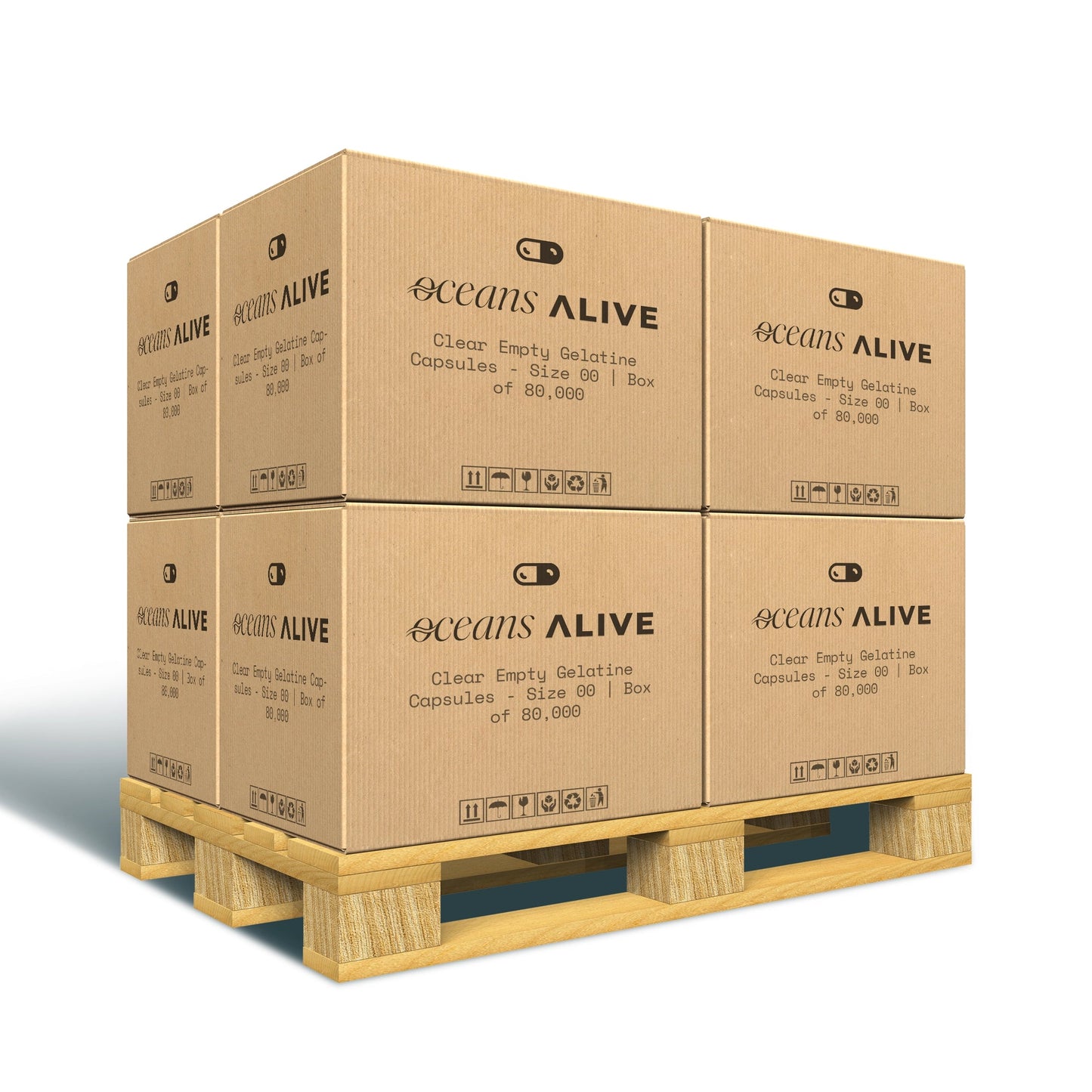 Oceans Alive Clear Empty Gelatine Capsules - Size 00 | Box of 80,000