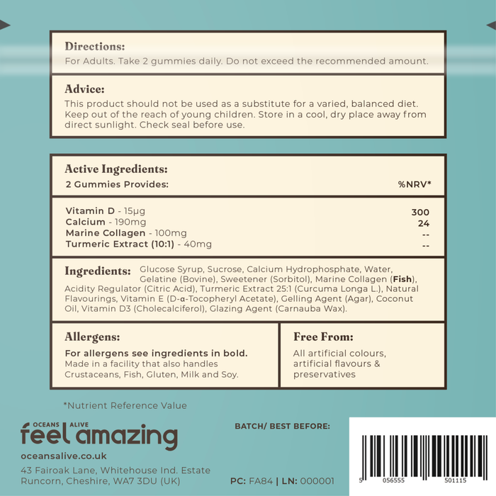 Oceans Alive Feel Amazing Bone & Joint Complex | 60 Gummies | Pouch