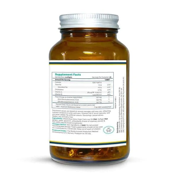 Rosita Extra Virgin Cod Liver Oil Single Unit Rosita Extra Virgin Cod Liver Oil (EVCLO) Softgels | 90 Capsules