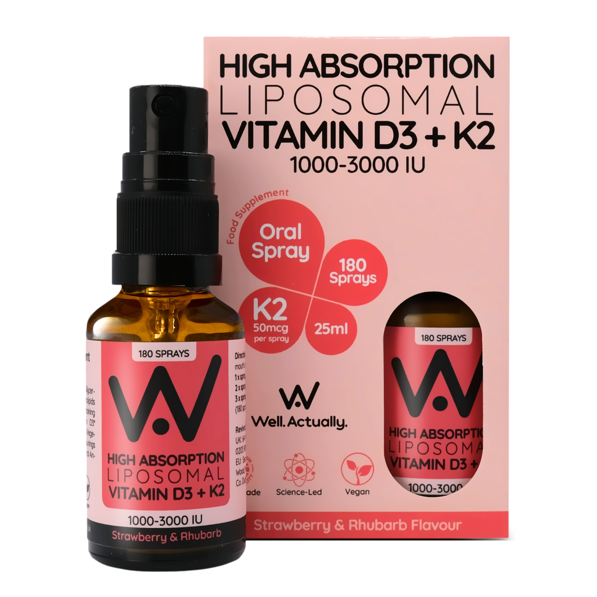 LIPOSOMAL VITAMIN D3 + K2 ORAL SPRAY Strawberry & Rhubarb flavour