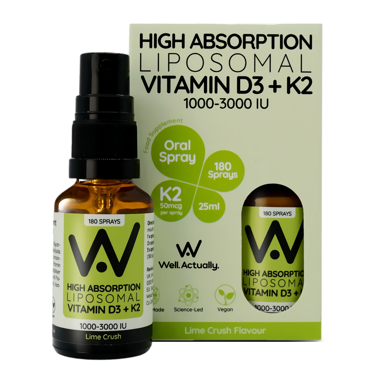 Liposomal Vitamin D3 + K2 Oral Spray Lime Crush