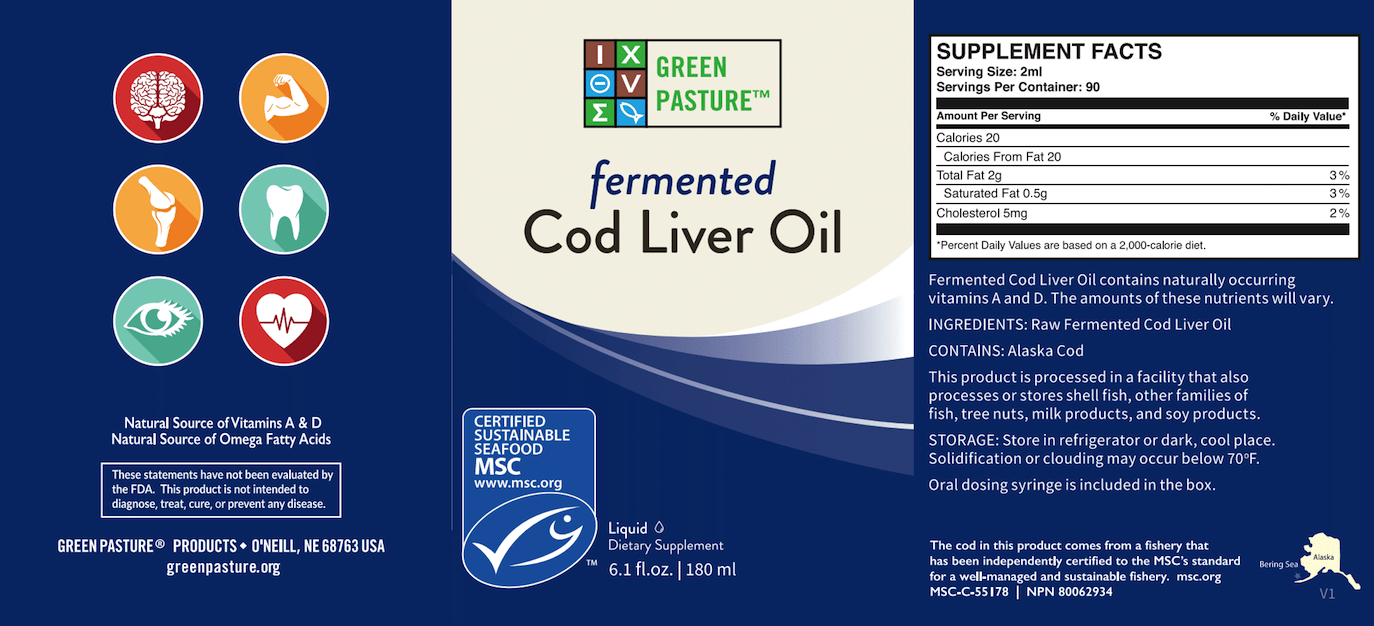 Green Pasture Fermented Cod Liver Oil Green Pasture Fermented Cod Liver Oil | 180ml