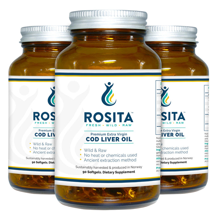 Rosita Extra Virgin Cod Liver Oil Rosita Extra Virgin Cod Liver Oil (EVCLO) Softgels | 90 Capsules x3 | 3 Pack Bundle